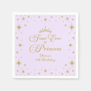 Fyr alltid en prinsessa guld prinsessa 4-årsdag pappersservett