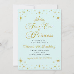 Fyr alltid en prinsessa kunglig 4-årsdag inbjudningar