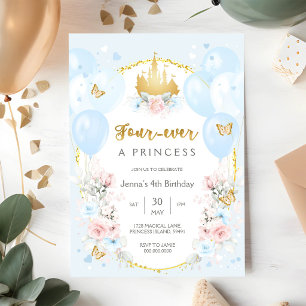 Fyr alltid en prinsessa kunglig tema flicka 4-årsd inbjudningar