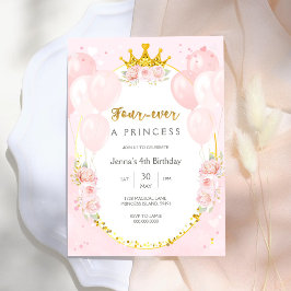 Fyr alltid en prinsessa kunglig tema flicka 4-årsd inbjudningar