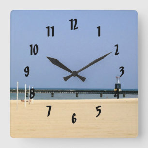 Fyr av Lake Michigan Shores Fyrkantig Klocka