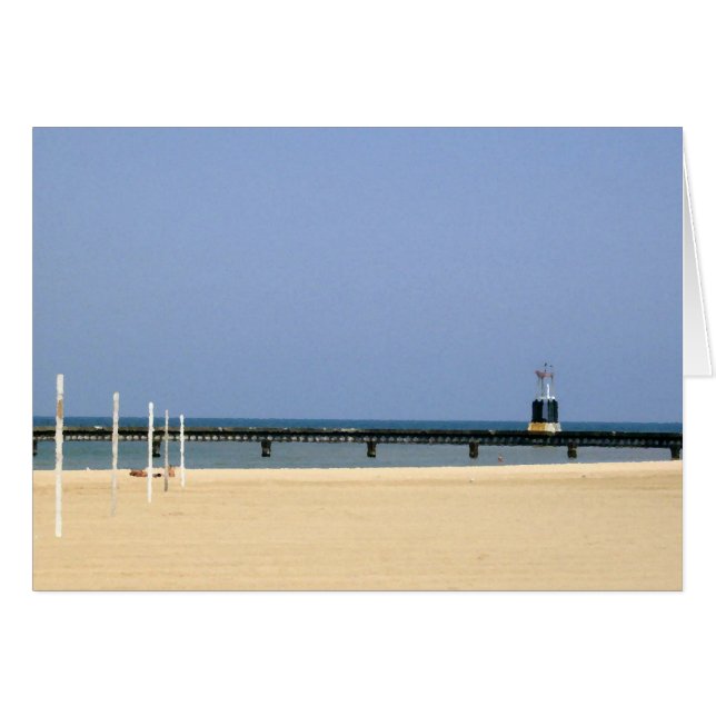 Fyr av Lake Michigan Shores Hälsningskort (Framsidan Horizontal)