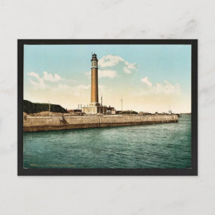 fyr, Dunkerque, Frankrike vintage Photochrom Vykort