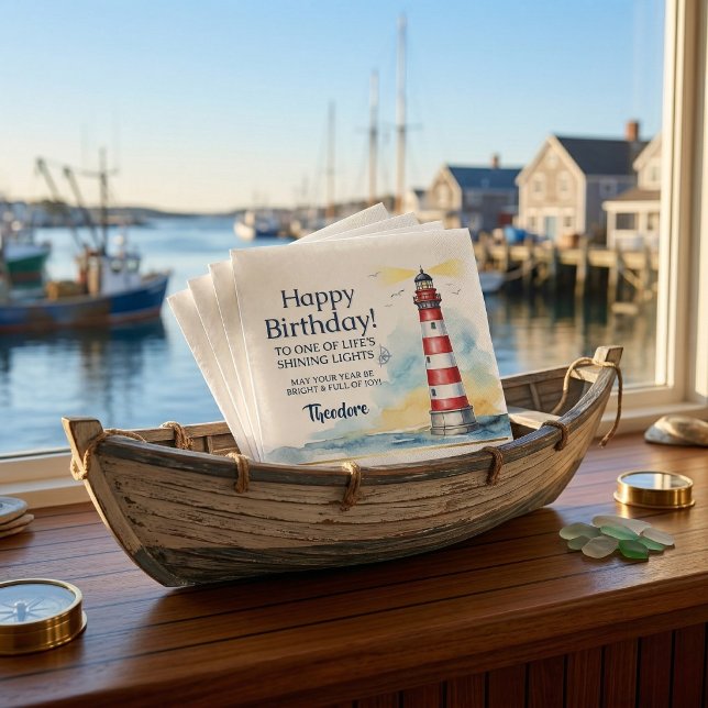 Fyr Födelsedag Skinande Ljus Pappersservett (Perfect for your sailor friend)