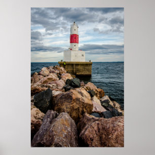 Fyr för vågbrytare för Presque Islehamn Poster