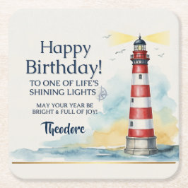 Fyr Geburtstag Lysande Ljus Underlägg Papper Kvadrat
