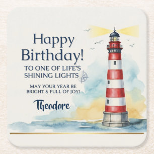 Fyr Geburtstag Lysande Ljus Underlägg Papper Kvadrat