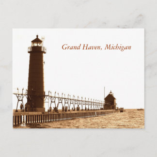 fyr, Grand Haven, Michigan Vykort
