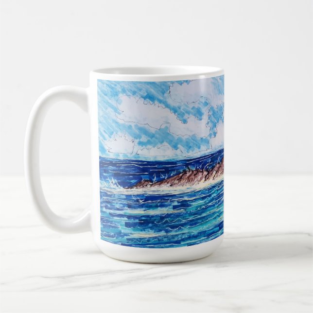 Fyr i blått kaffemugg (Vänster)