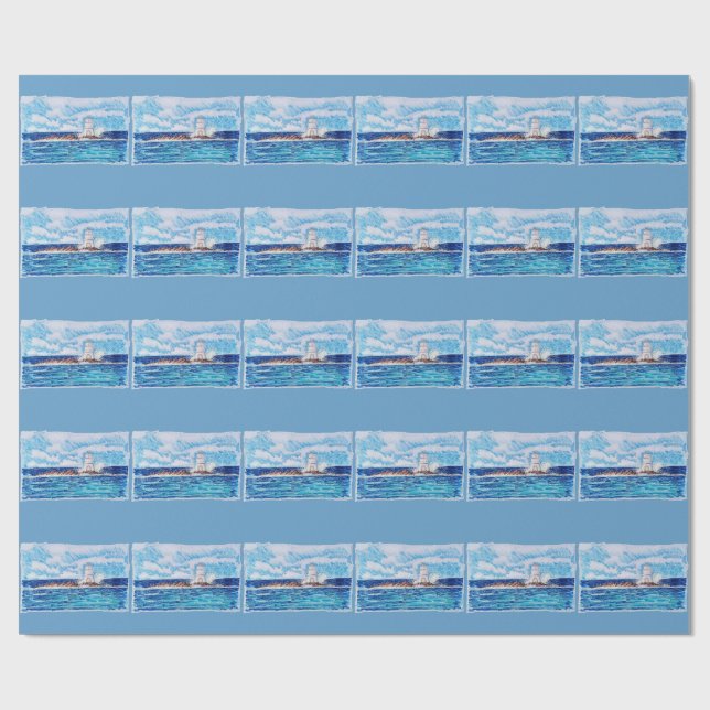 Fyr i blått presentpapper (Platt)