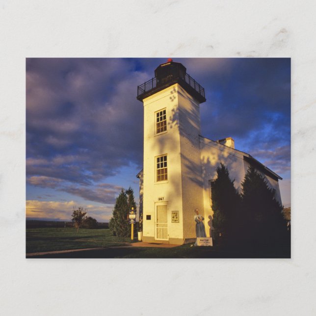 fyr i Escanaba UP Michigan Vykort (Framsida)