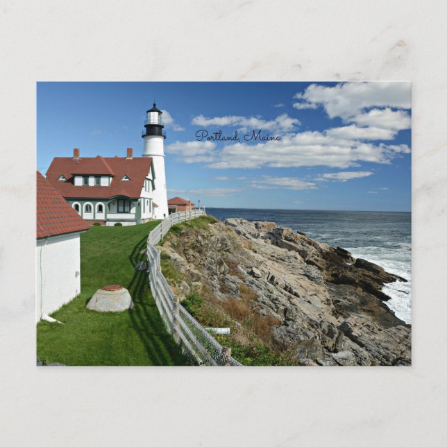 fyr i Portland Maine Vykort (Framsida)