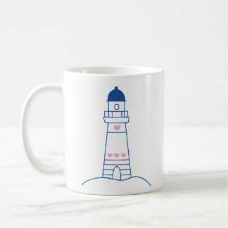 Fyr med hjärtan Söt handritad design Kaffemugg