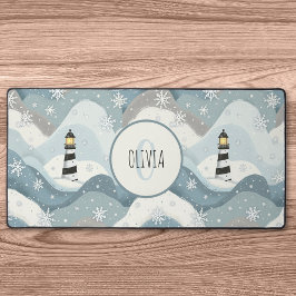 Fyr och isiga vågor Vinternautisk monogram