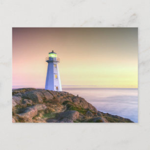 Fyr och solnedgångsfoto vykort
