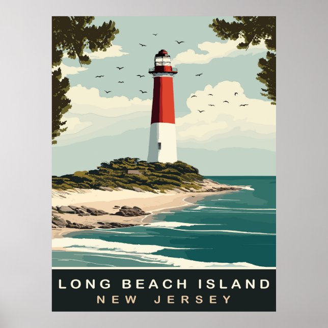 Fyr på Long Beach Island-kusten, Resa Poster (Framsidan)