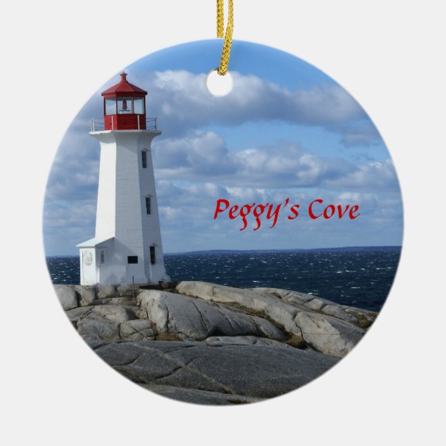 Fyr på Peggys Cove, Nova Scotia Julgransprydnad Keramik (Framsidan)