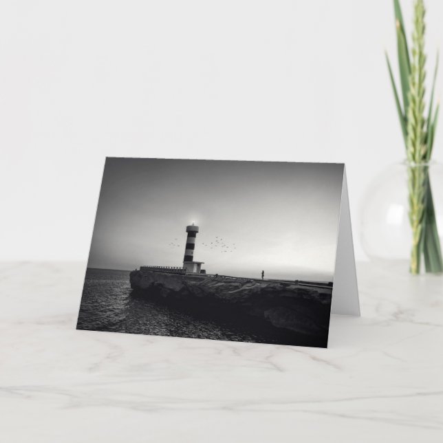Fyr på solnedgången kort (Framsida)