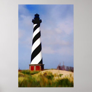 Fyr på udd Hatteras North Carolina Poster