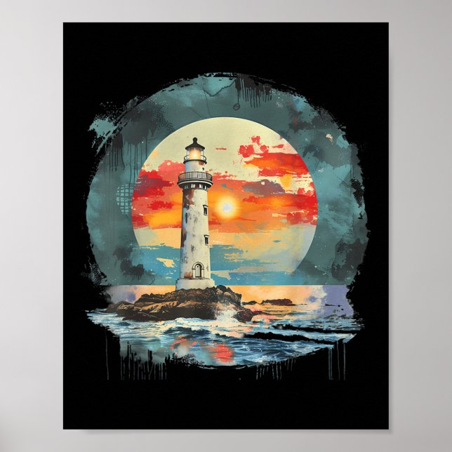 Fyr Segling Hav Strand Båttur Kust Hus Poster (Framsidan)