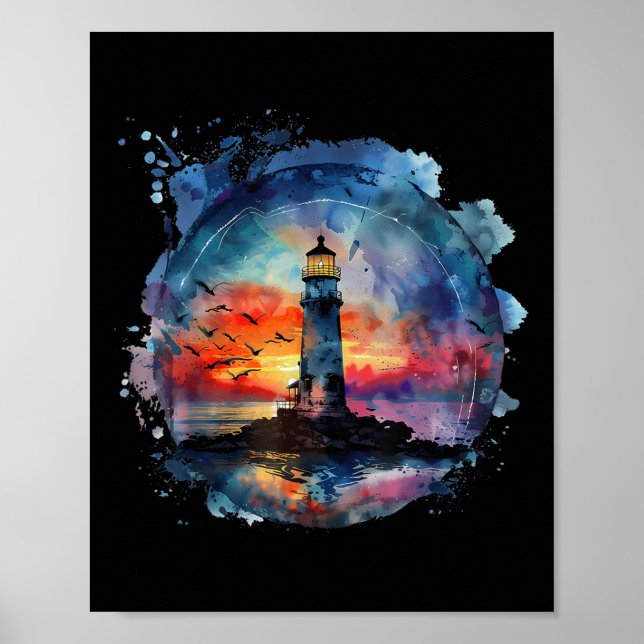 Fyr Segling Hav Strand Båttur Strandhus Poster (Framsidan)