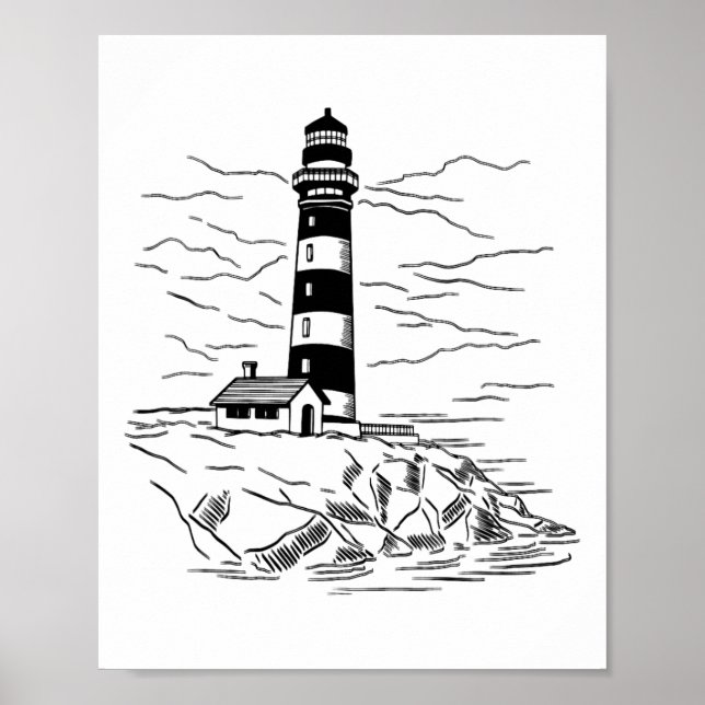 Fyr Sjöhus Segling Hav Strand Båttur Poster (Framsidan)