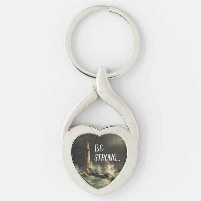 fyr twisted heart silverfärgad nyckelring (Framsidan)