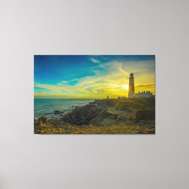 fyr vid solnedgång canvastryck (Framsida)
