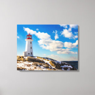 fyr   Vinter in Peggy's Cove, Nova Scotia Canvastryck