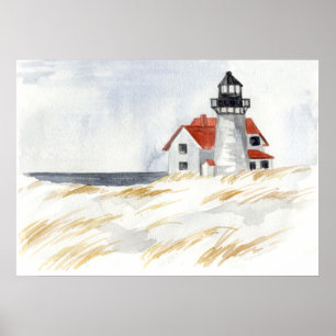fyr Winter Snö Tävling Point Provincetown Poster