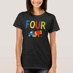 Fyra 4e födelsedagen 4 år gammal Boy Construction T Shirt