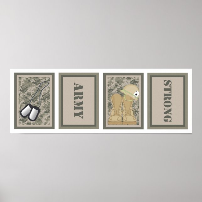 Fyra 5x7 Nursery Art Prints ARMY ACU Camoflauge Poster (Framsidan)