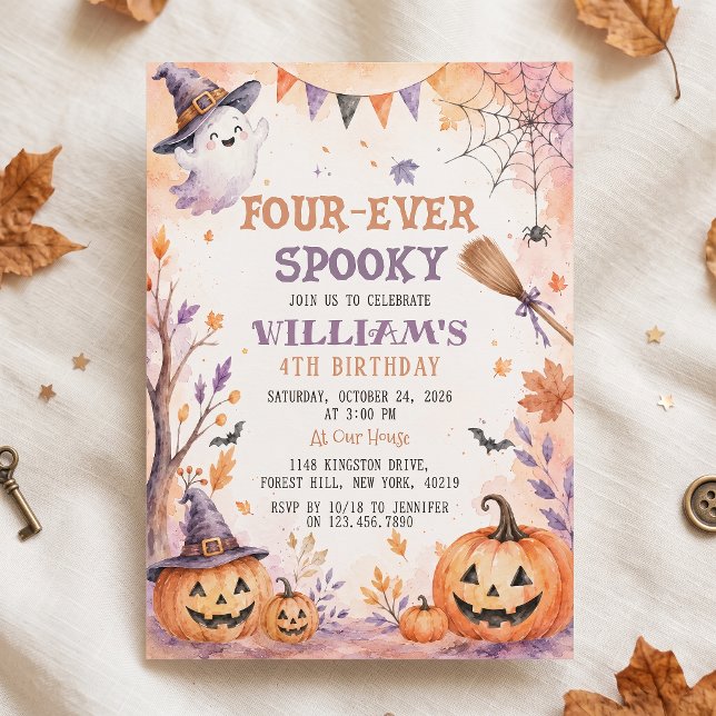Fyra-alls-alls läskig Halloween-pumpa-spöke-födels Inbjudningar (Skapare uppladdad)