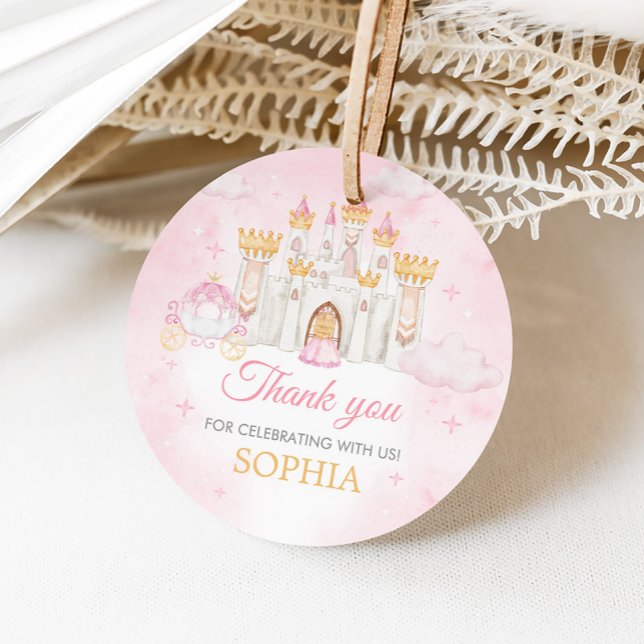 Fyra Alltid en Princess-Födelsedagsfest Round Gåvor Etiketter (Four Ever a Princess Birthday Party Favor Tags)