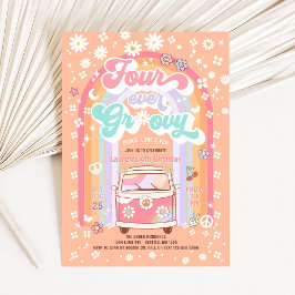 FYRA Alltid Groovy Daisy Groovy 4-årsdag Inbjudningar