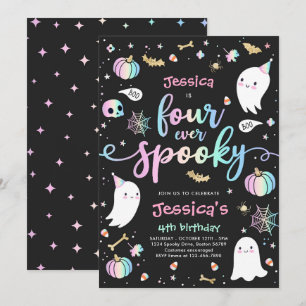 Fyra Alltid Skräckigt Söt Halloween Spöke 4-års Fö Inbjudningar