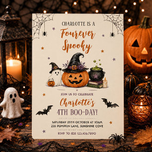 Fyra Alltid Skräckinjagande Halloween 4-års Födels Inbjudningar