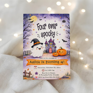 Fyra Alltid Skräckinjagande Halloween 4-års Födels Inbjudningar