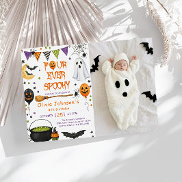 Fyra Alltid Skräckinjagande Halloween Spöke 4-års Inbjudningar