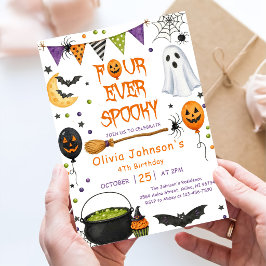 Fyra Alltid Skräckinjagande Halloween Spöke 4-års Inbjudningar