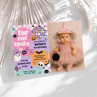 Fyra Alltid Skräckinjagande Söt Halloween Spöke 4- Inbjudningar