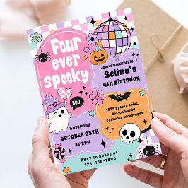 Fyra Alltid Skräckinjagande Söt Halloween Spöke 4- Inbjudningar