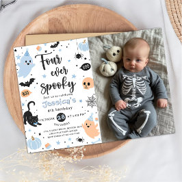 Fyra Alltid Skräckinjagande Söt Halloween Spöke 4- Inbjudningar