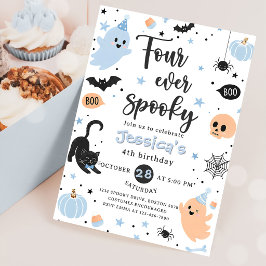Fyra Alltid Skräckinjagande Söt Halloween Spöke 4- Inbjudningar