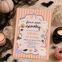 Fyra Alltid Skumma Spöke Halloween Födelsedag Inbjudningar