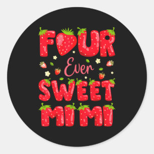 Fyra Alltid Söta Mimi Jordgubb Berry 4-årsdag Runt Klistermärke