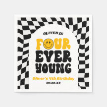 Fyra Alltid Ung Retro Fjärde 4-års Födelsedagsfest