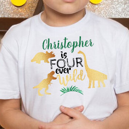 Fyra Alltid Vilda Dinosaurie Pojkar 4-års Födelsed T Shirt