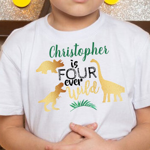 Fyra Alltid Vilda Dinosaurie Pojkar 4-årsdag T Shirt