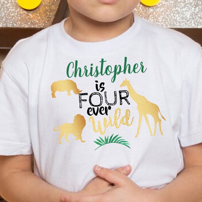 Fyra Alltid Vilda Djungelsafari Pojkar 4-årsdag T Shirt (Skapare uppladdad)